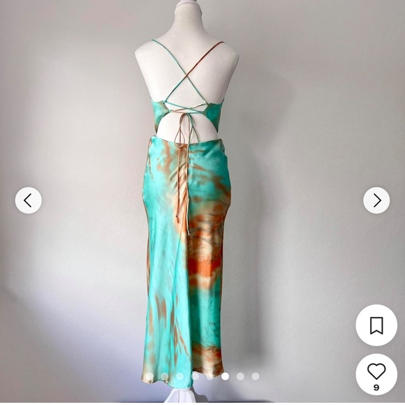 Vibrant Strapless Dress in Teal and Orange - Picture 3 of 3